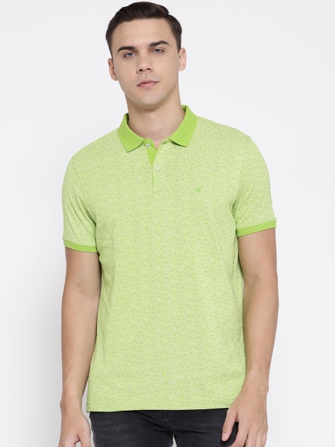 

Blackberrys Men Lime Green Printed Polo Collar T-shirt