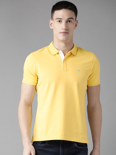 

Blackberrys Men Yellow Solid Polo Collar T-shirt