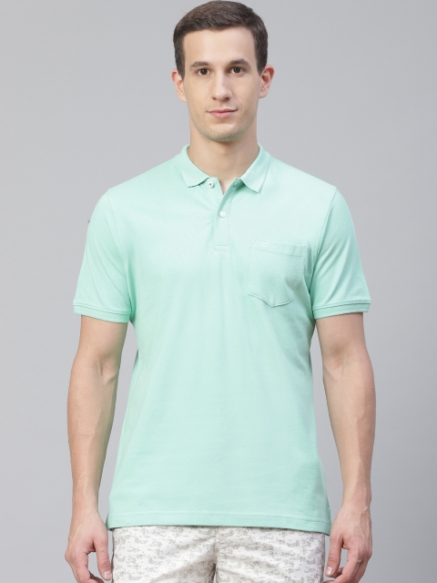 

Blackberrys Men Green Solid Polo Collar T-shirt