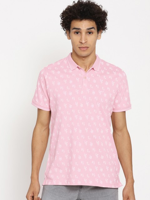 

Blackberrys Men Pink Printed Polo Collar T-shirt