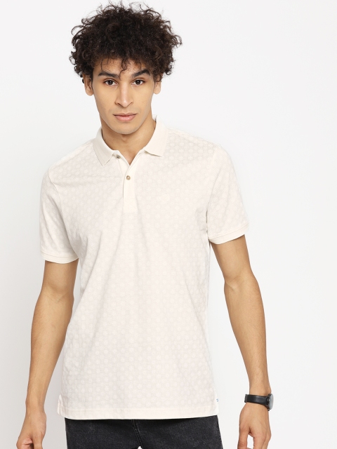 

Blackberrys Men Off-White Printed Polo Collar T-shirt