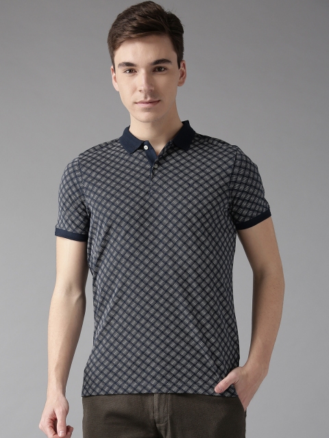 

Blackberrys Men Navy Blue Printed Polo Collar T-shirt