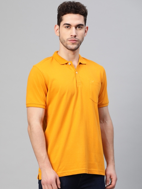 

Blackberrys Men Mustard Yellow Solid Polo Collar T-shirt