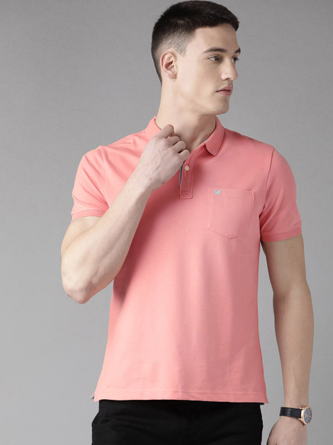 

Blackberrys Men Peach-Coloured Solid Polo Collar T-shirt