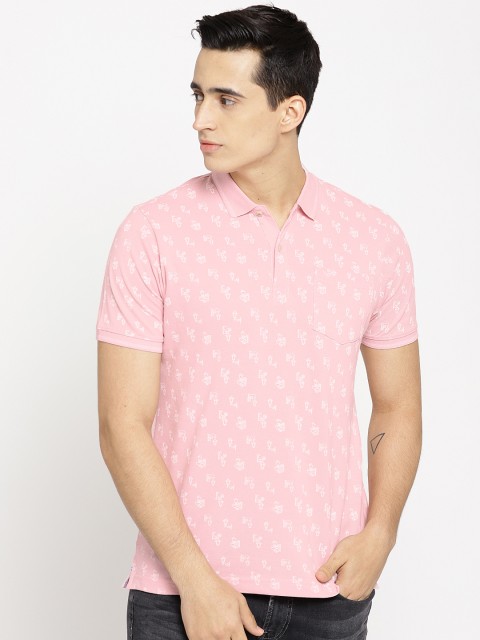 

Blackberrys Men Pink & Off-White Printed Polo Collar T-shirt