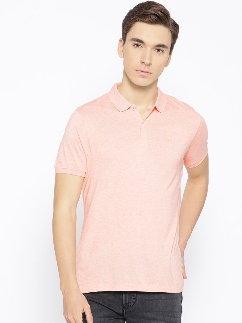 

Blackberrys Men Peach-Coloured Solid Polo Collar T-shirt