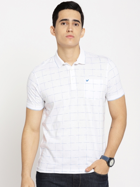 

Blackberrys Men White & Blue Checked Polo Collar T-shirt