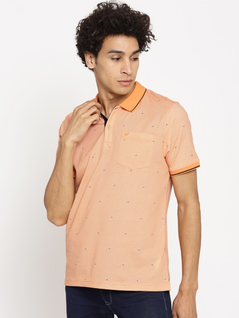 

Blackberrys Men Peach-Coloured Printed Polo Collar T-shirt, Orange