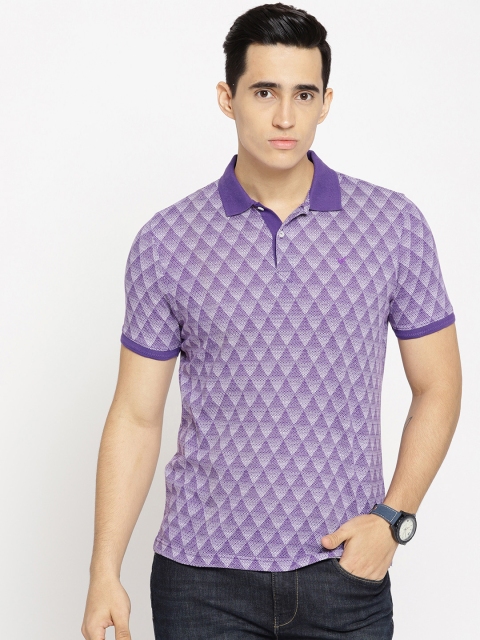 

Blackberrys Men Purple & White Printed Polo Collar T-shirt