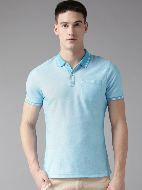 

Blackberrys Men Blue Self Design Polo Collar T-shirt