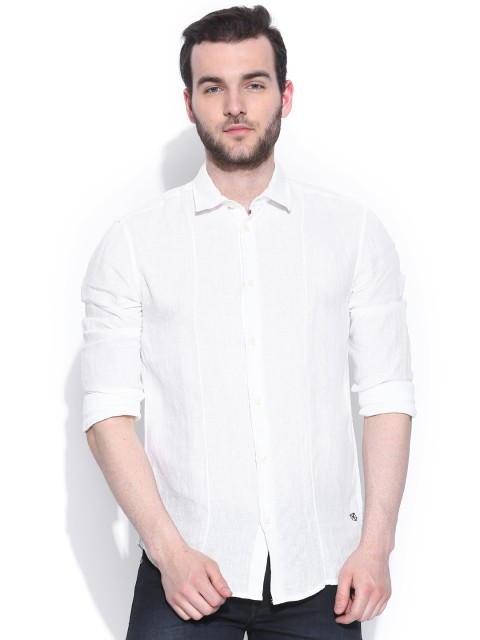 

Jack & Jones White Linen Slim Casual Shirt