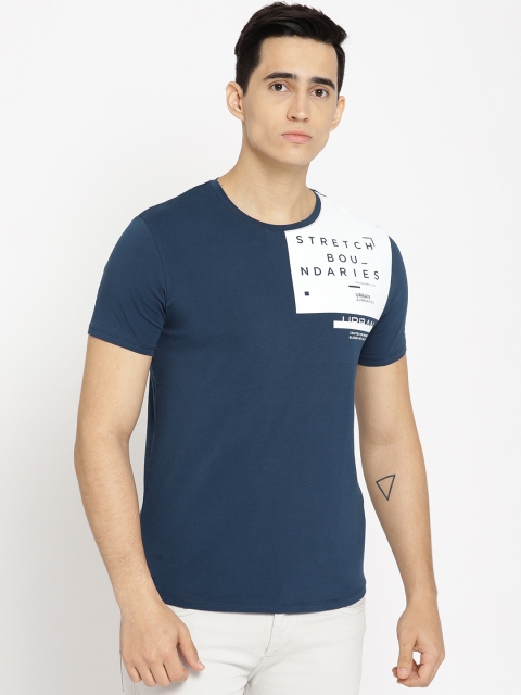 

Blackberrys Men Navy Blue Printed Round Neck T-shirt