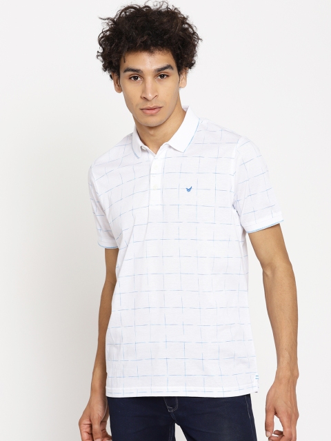 

Blackberrys Men White & Blue Checked Polo Collar T-shirt