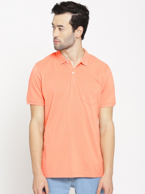 

Blackberrys Men Orange Solid Polo Collar T-shirt