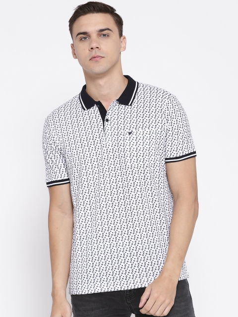 

Blackberrys Men White & Navy Printed Polo Collar T-shirt
