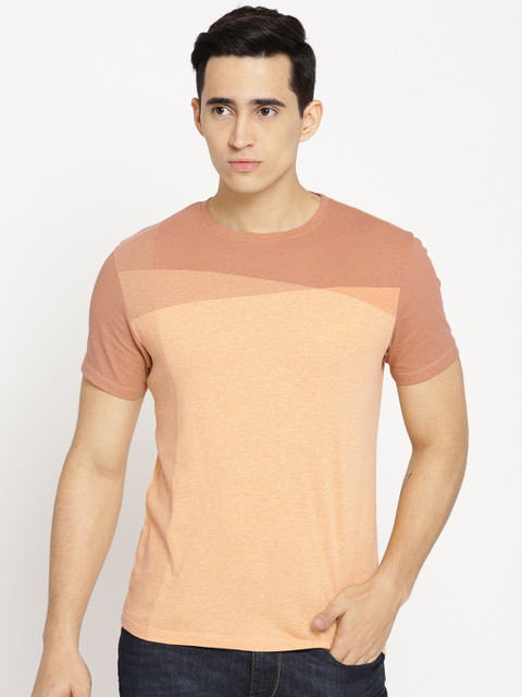 

Blackberrys Men Peach-Coloured Colourblocked Round Neck T-shirt
