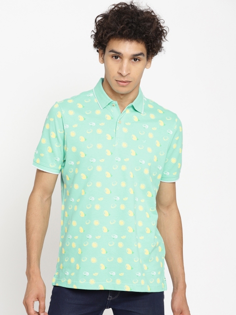 

Blackberrys Men Green & Yellow Printed Polo Collar T-shirt