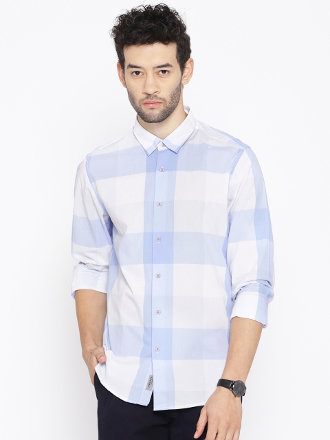 

Blackberrys Men Blue & White Regular Fit Checked Casual Shirt