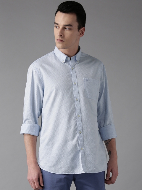 

Blackberrys Men Blue Slim Fit Self Design Casual Shirt