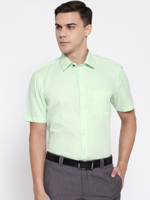

Blackberrys Men Green Slim Fit Checked Formal Shirt