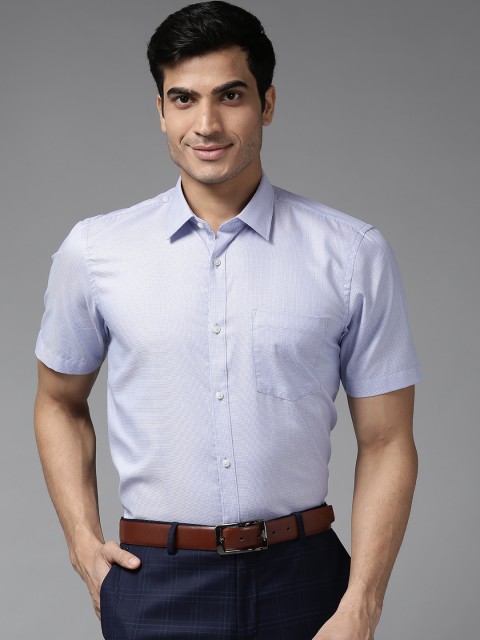 

Blackberrys Men Purple & Off-White Slim Fit Self Design Formal Shirt