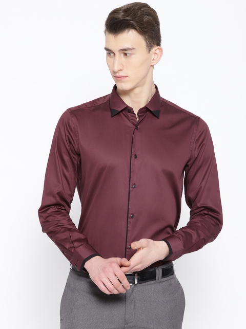 

Blackberrys Men Burgundy Slim Fit Solid Partywear Shirt