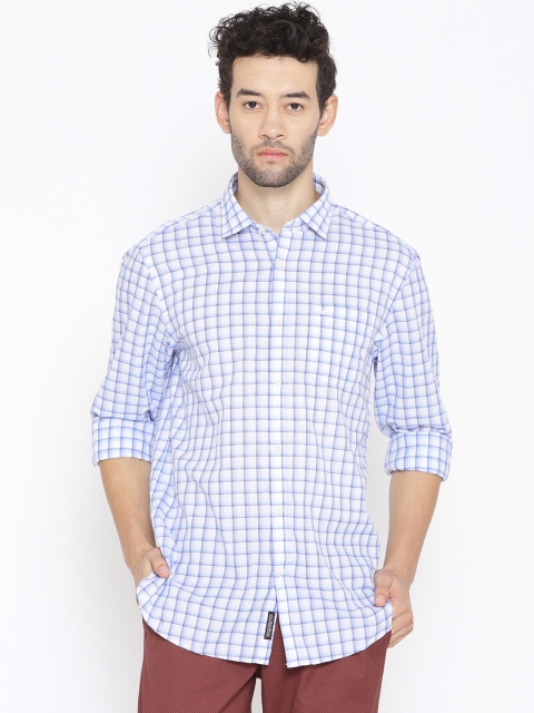 

Blackberrys Men Blue & White Slim Fit Checked Casual Shirt