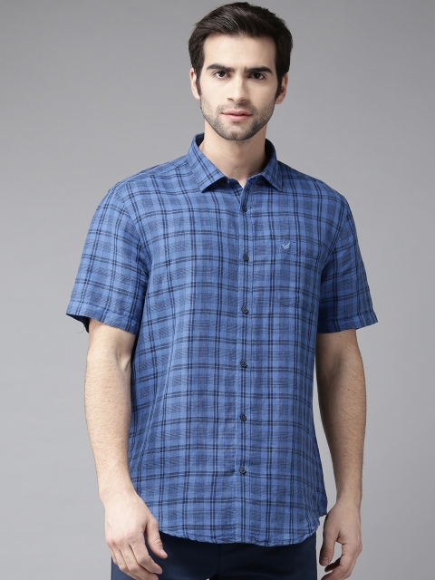 

Blackberrys Men Blue Slim Fit Checked Casual Shirt
