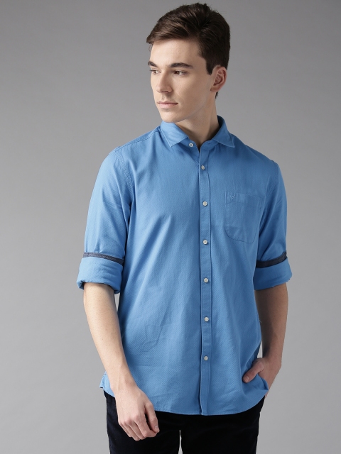 

Blackberrys Men Blue Slim Fit Self Design Casual Shirt