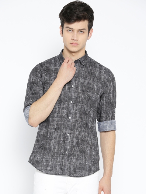 

Blackberrys Men Charcoal Grey Slim Fit Self Design Casual Shirt