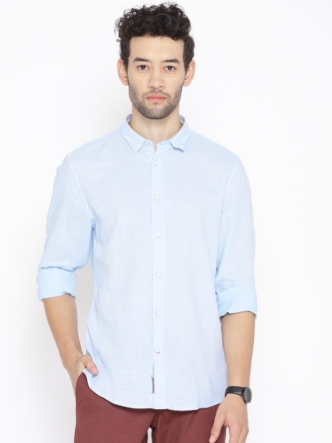 

Blackberrys Men Blue Slim Fit Self Design Casual Shirt