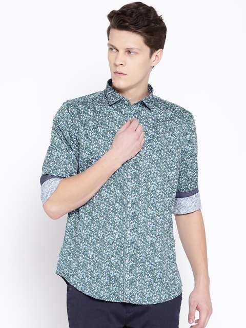 

Blackberrys Men Green & Off-White Slim Fit Printed Casual Shirt