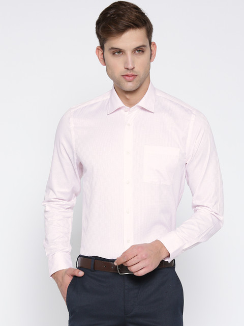 

Blackberrys Men Pink Slim Fit Self Checked Formal Shirt
