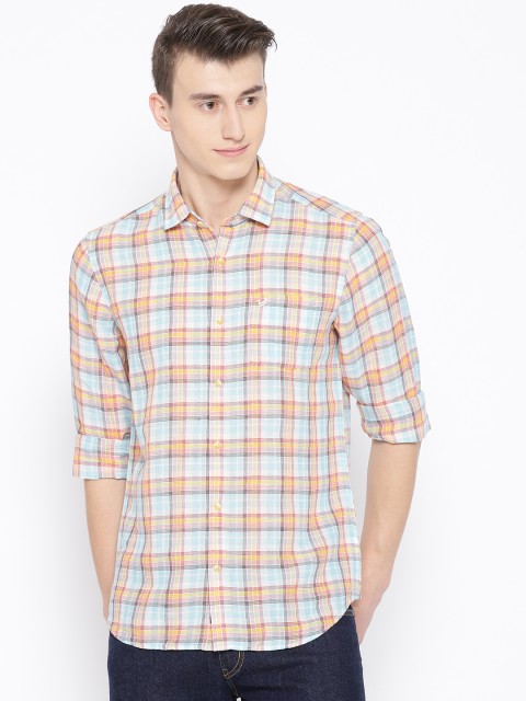 

Blackberrys Men Blue & Pink Slim Fit Checked Casual Shirt