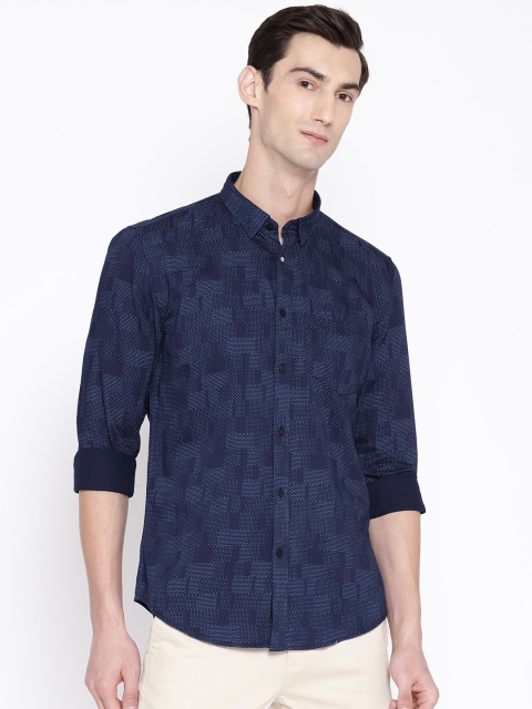 

Blackberrys Men Navy Blue Slim Fit Printed Casual Shirt
