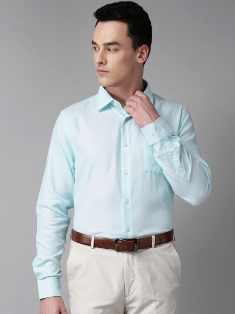 

Blackberrys Men Blue Lord Of Giza Slim Fit Self Design Formal Shirt