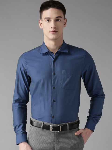 

Blackberrys Men Navy Blue Dual Tone Slim Fit Solid Formal Shirt