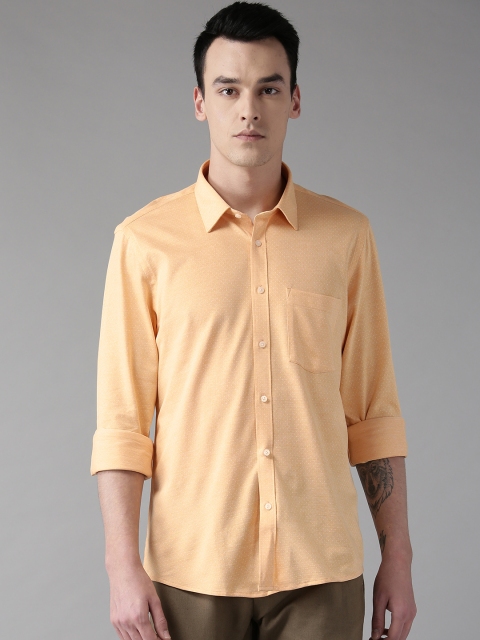 

Blackberrys Men Orange & White Slim Fit Self Design Casual Shirt