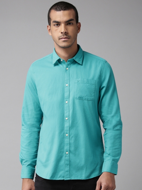 

Blackberrys Men Sea Green Slim Fit Solid Casual Shirt