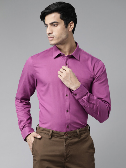 

Blackberrys Men Purple Slim Fit Self Design Smart Casual Shirt