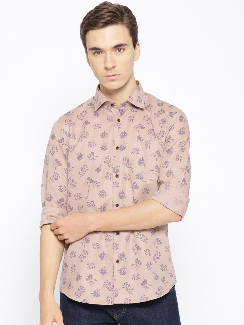 

Blackberrys Men Beige & Purple Slim Fit Printed Casual Shirt