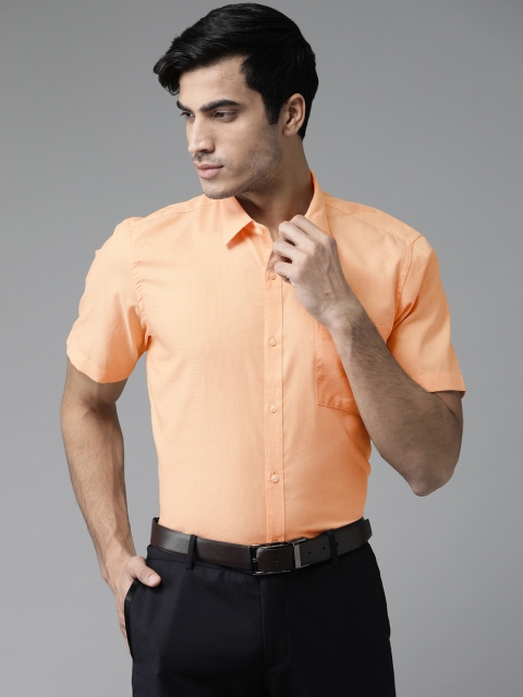 

Blackberrys Men Orange Slim Fit Self Design Formal Shirt