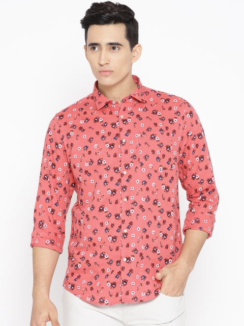 

Blackberrys Men Coral Red & Maroon Slim Fit Printed Casual Shirt