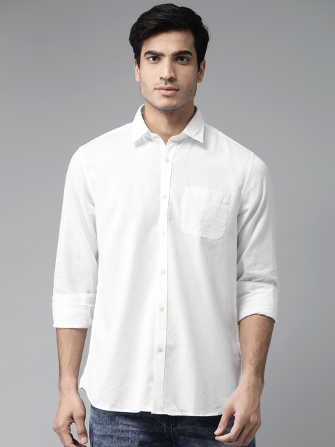 

Blackberrys Men White Slim Fit Textured Casual Shirt