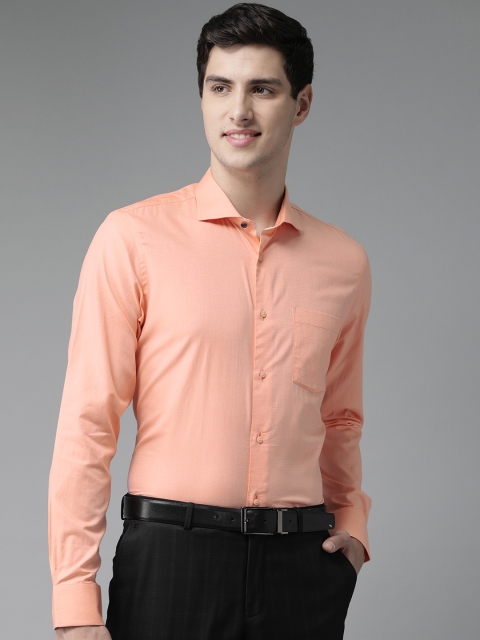 

Blackberrys Men Peach-Coloured Slim Fit Self Design Smart Casual Shirt