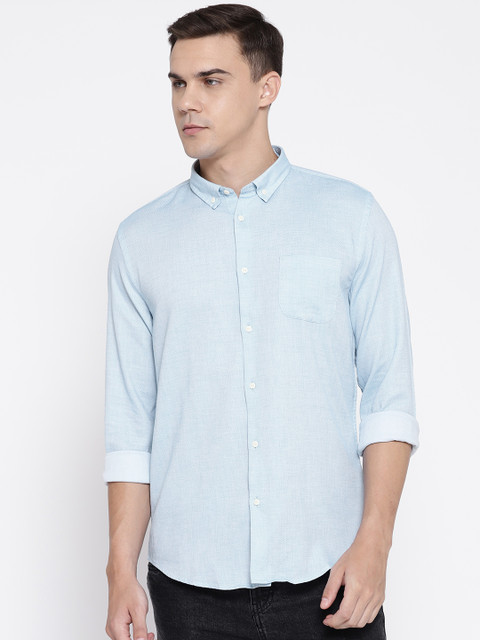 

Blackberrys Men Blue Slim Fit Self Design Casual Shirt