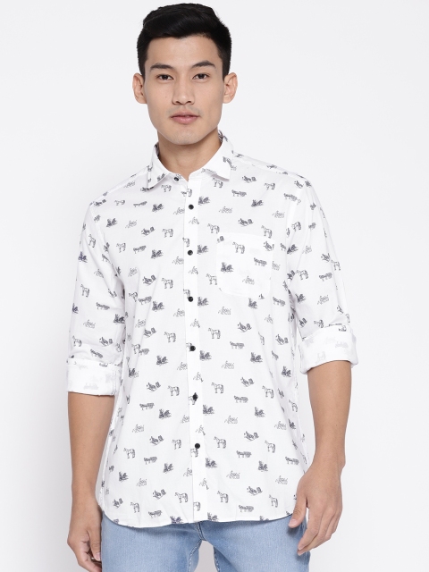 

Blackberrys Men White & Grey Slim Fit Printed Casual Shirt