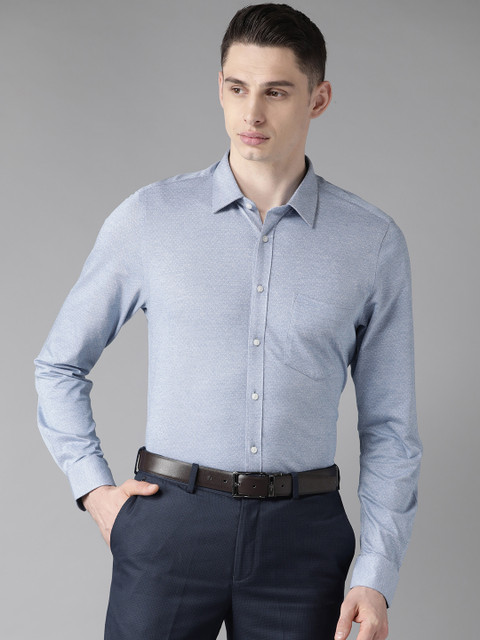 

Blackberrys Men Blue Slim Fit Self Design Formal Shirt