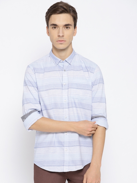 

Blackberrys Men Blue Slim Fit Striped Casual Shirt