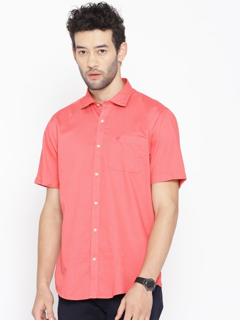 

Blackberrys Men Coral Red Slim Fit Solid Casual Shirt